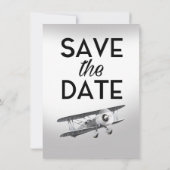 Invitation Sauver la date avion vintage (Dos)