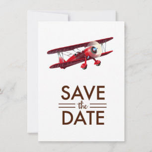 Invitation Sauver la date biplan vintage