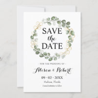 Sauver la date - Couronne de feuillage de eucalypt