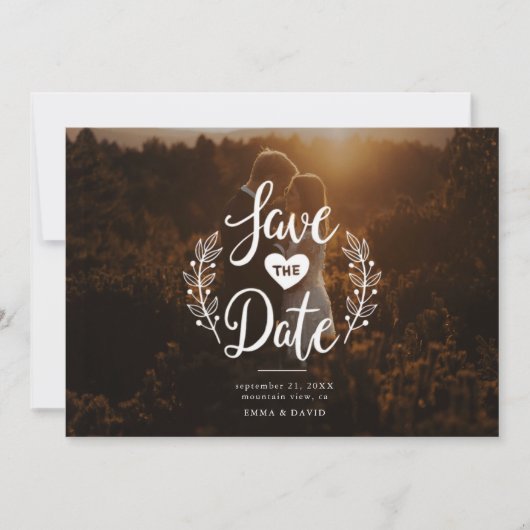 Invitation Sauver la date d'amour rustique (Devant)