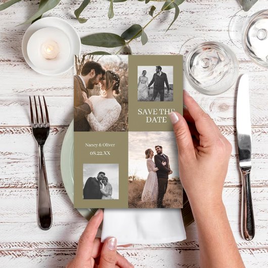 Invitation Sauver la date de mariage Collage de photos modern