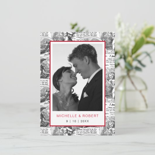 Invitation Sauver la date Élégant Cupidons Antique Photo (Debout devant)