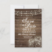 Invitation Sauver la Date Élégant Rustique Lumières de Pot Ma (Devant)