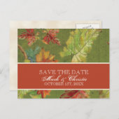 Invitation "Sauver la date" Feuille de vigne d'aut (Devant / Derrière)