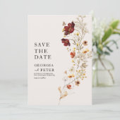 Invitation Sauver la Date Fleur Sauvage Rustique (Debout devant)
