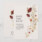 Invitation Sauver la Date Fleur Sauvage Rustique (Devant / Derrière)