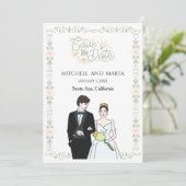 Invitation Sauver la date florale (Debout devant)