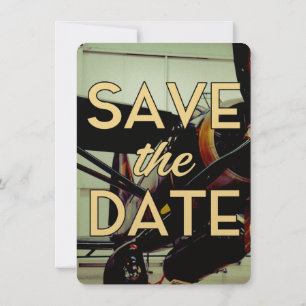 Invitation Sauver la date Hangar d'avions vintage
