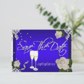 Invitation Sauver la date Mariage Anniversaire Royal Bleu (Debout devant)