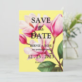INVITATION SAUVER LA DATE MARIAGE FLEUR ROSE (Debout devant)