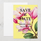 INVITATION SAUVER LA DATE MARIAGE FLEUR ROSE (Devant / Derrière)