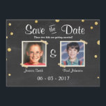 Invitation Sauver la date Mariage Rustique Ardoise Or Noir<br><div class="desc">♥ Une carte de sauvegarde de date amusante et rustique.</div>