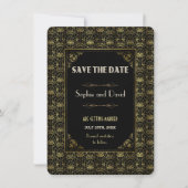 Invitation Sauver la date | Or noir Gatsby Art Déco (Devant)