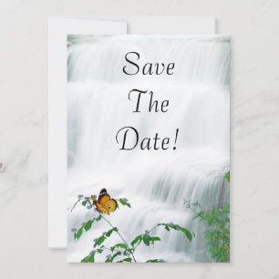 Invitation Sauver la date papillon et mariage à cascade
