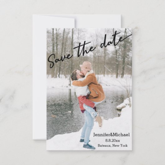 Invitation sauver la date, photo du baiser de couple dans la (Devant)