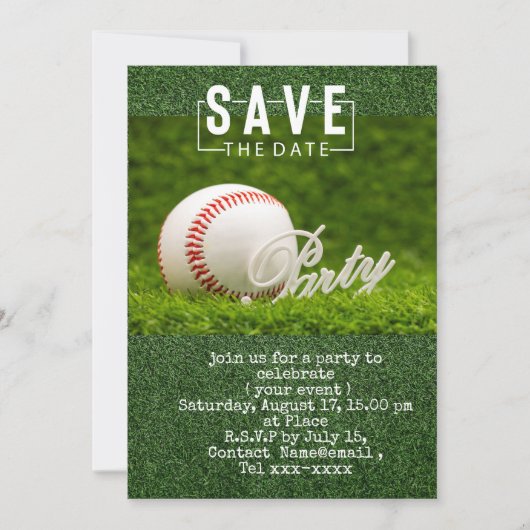 Invitation Sauver la date pour la fête de baseball (Devant)