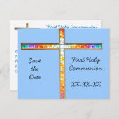 Invitation Sauver la date - Première communion (garçon) - inv (Devant / Derrière)