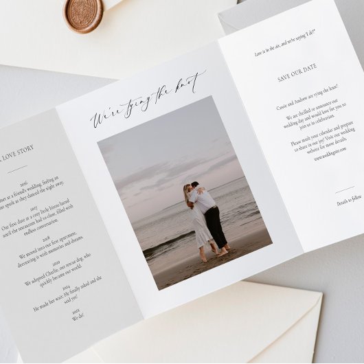 Invitation "Sauver la date" triptyque avec photo