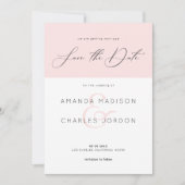 Invitation Sauver la date typographie moderne rose et blanc (Devant)
