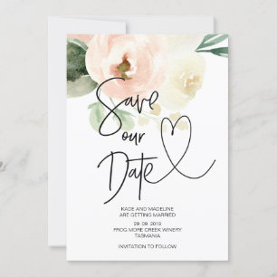 Invitation Sauver Notre Date Blush Rose Floral Mariage