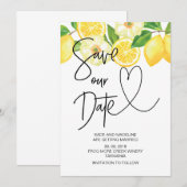 Invitation Sauver Notre Date Mariage Été Citron (Devant / Derrière)