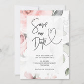 Invitation Sauver Notre Date Rose Floral Élégant Mariage (Devant)