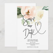Invitation Sauver notre date Rose Floral Mariage (Devant / Derrière)