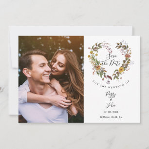 Invitation Sauvez la date Floral Heart Garland Photo
