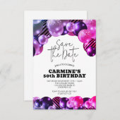 Invitation Sauvez la date Fuchsia 50e fête d'anniversaire (Devant / Derrière)