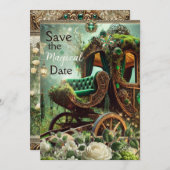 Invitation Sauvez la date magique – Carrosse de la Forêt Ench (Devant / Derrière)