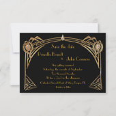 Invitation Sauvez la date Mariage, Gatsby le Magnifique, noir (Devant)