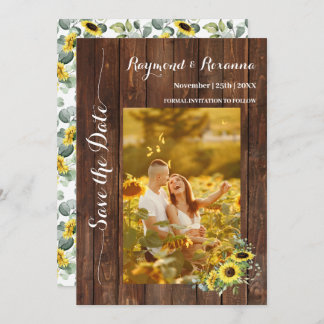 Invitation Sauvez la date Pays Fleurs de soleil vertes