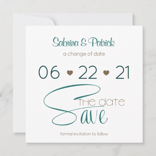 Invitation Sauvez la date riche BOHO Hunter Green (Devant)