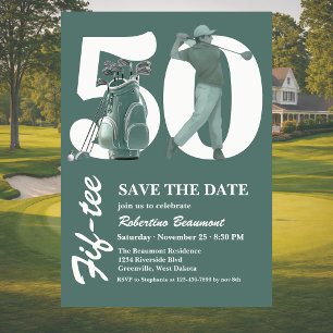 Invitation Sauvez la date Sac classique vert Sac de golf 50e