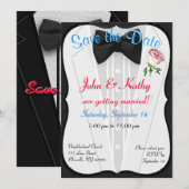 Invitation "Sauvez la date" Smoking (Devant / Derrière)