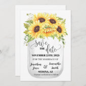 Invitation Sauvez le mariage chic fleuri de fleurs de tournes (Devant / Derrière)