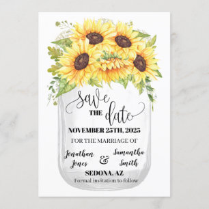 Invitation Sauvez le mariage chic fleuri de fleurs de tournes
