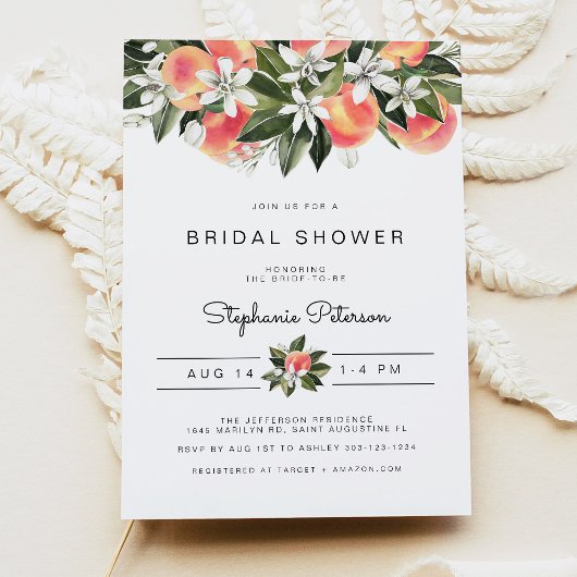 Invitation Savannah - Aquarelle Fleurs de Pêche Mariage