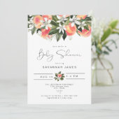 Invitation SAVANNAH Cute Little Peach Baby shower (Debout devant)
