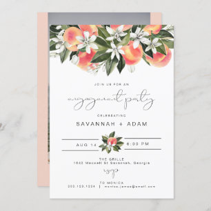 Invitation SAVANNAH Peach Botanical Floral Engagement Party