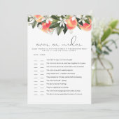 Invitation SAVANNAH Peach Over Under Baby shower Game Card (Debout devant)