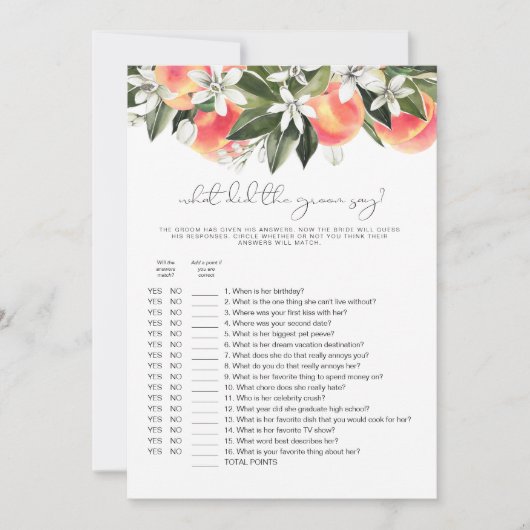 Invitation SAVANNAH Peach Qu'Est-Ce Que La Salle A Dit Jeu De (Devant)