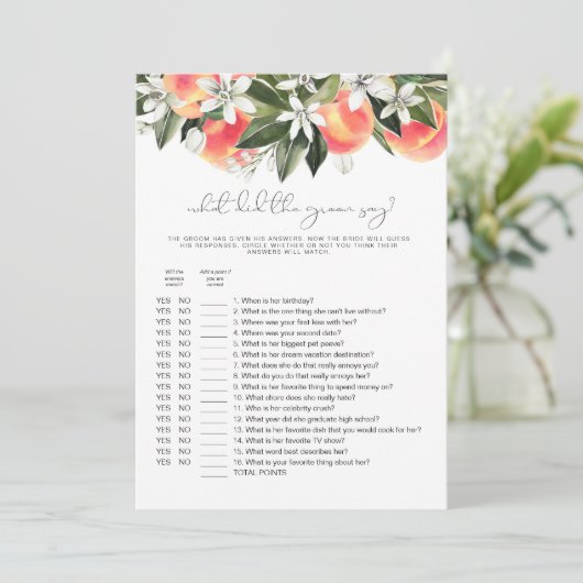 Invitation SAVANNAH Peach Qu'Est-Ce Que La Salle A Dit Jeu De (Debout devant)