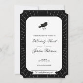 Invitation SAVE DATE Gothique Squelette Tarot Mariage B&W (Devant)