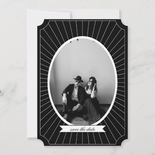 Invitation SAVE DATE Gothique Squelette Tarot Mariage B&W (Dos)