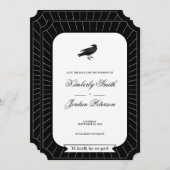 Invitation SAVE DATE Gothique Squelette Tarot Mariage B&W (Devant / Derrière)