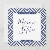 Invitation SAVE NOTRE DATE simple geo moderne mariage marine  (Devant)