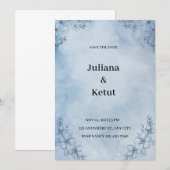 Invitation "Save the Date" à bordure d'aquarelle b (Devant / Derrière)