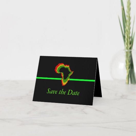 Invitation "Save the Date" Afrique avec couleurs panafricaine (Devant)