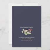 Invitation Save the date. Aquarelle bleu marine Floral (Dos)